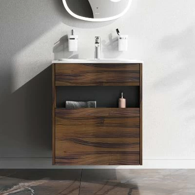 Тумба с раковиной и смесителем 60 AM.PM Func M8FFUX0601OF подвесная/напольная на ножках под дерево