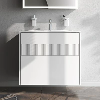 Тумба с раковиной и смесителем 80 AM.PM Func M8FFUX0802WM подвесная/напольная на ножках белая матовая