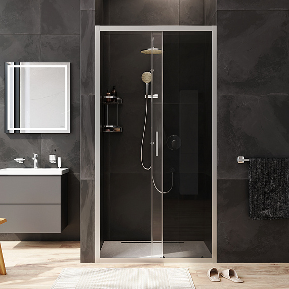 Душевая перегородка с дверью 100x195 AM.PM Gem W90G-100-1-195MG тонированное стекло, профиль серебристый-2