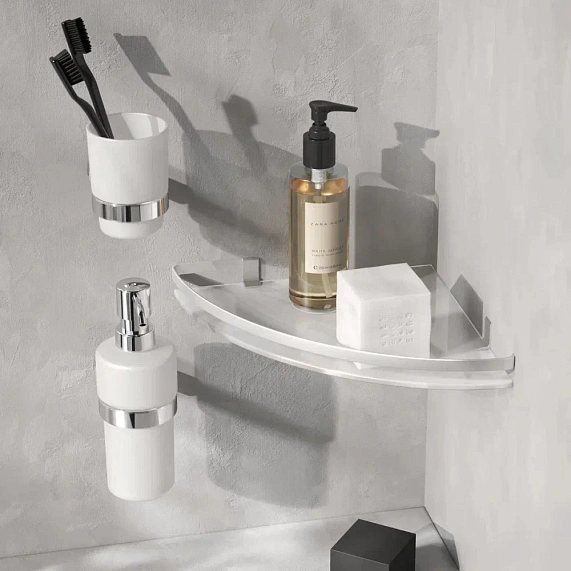 Полка в ванную угловая AM.PM Sense L A7456100 серебристый металл, стекло-5