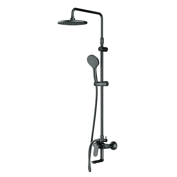Душевая система AM.PM Sunny F0785C922 стойка с тропическим душем, смесителем, изливом, черная матовая-10