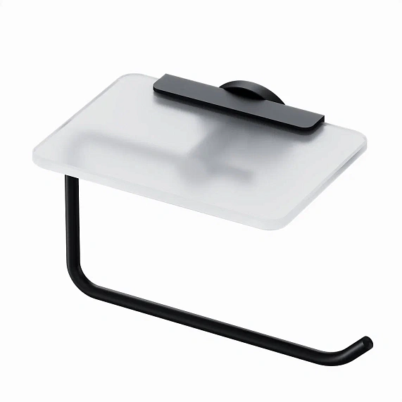 Держатель для туалетной бумаги настенный AM.PM X-Joy A85A341522 со стеклянной полочкой, черный-6