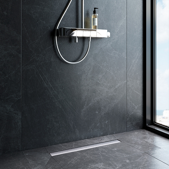 Душевой трап (лоток) 60 AM.PM MasterFlow W01SC-U11-060-04SB комбинированный затвор со стальной матовой решеткой под плитку-5