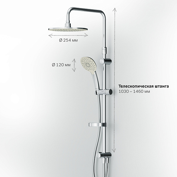 Душевая система AM.PM Spirit 2.0 F0770A100 стойка с тропическим душем, хром-7