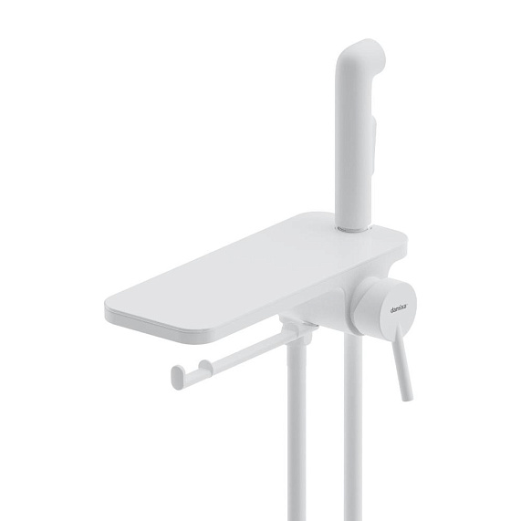 Гигиенический душ со смесителем Damixa Jupiter 773500200 белый встраиваемый, полка, шланг 1200, держатель туалетной бумаги-3