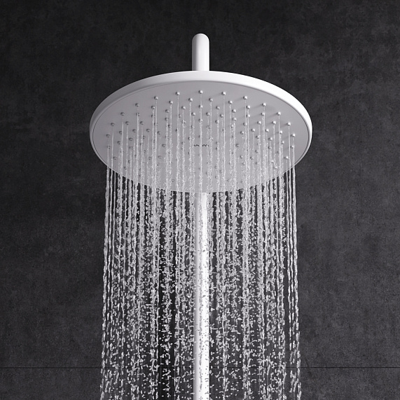 Душевая система AM.PM X-Joy F43885A14 стойка с тропическим душем, белая матовая + смеситель для ванны, белый матовый-3