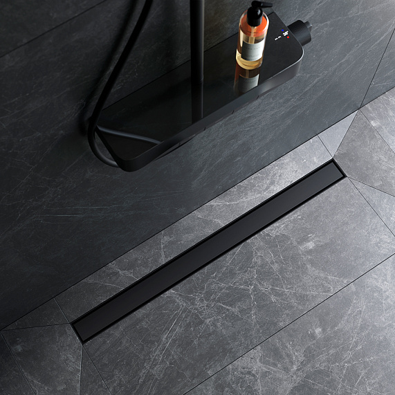 Душевой трап (лоток) 90 AM.PM MasterFlow W01SC-U11-090-04BM комбинированный затвор с черной матовой решеткой под плитку-3