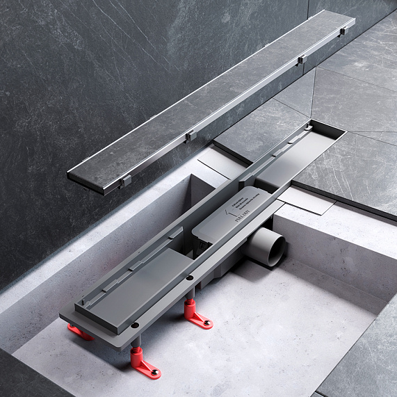 Душевой трап (лоток) 60 AM.PM PrimeFlow W02SC-U11-060-04SB комбинированный затвор со стальной матовой решеткой под плитку-14