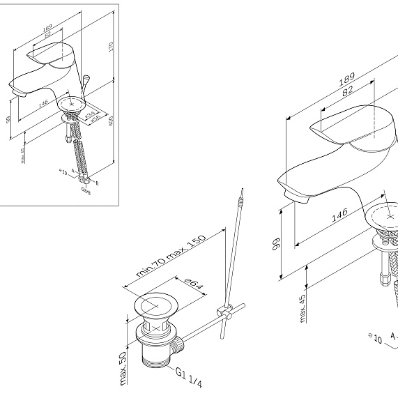 Смеситель для раковины (умывальника) AM.PM Bliss L F5382132 с донным клапаном, хром-7
