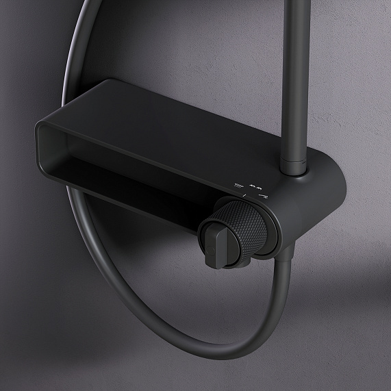 Душевая система AM.PM X-Joy F0785A722 стойка с тропическим душем, смесителем, изливом, черная матовая-2