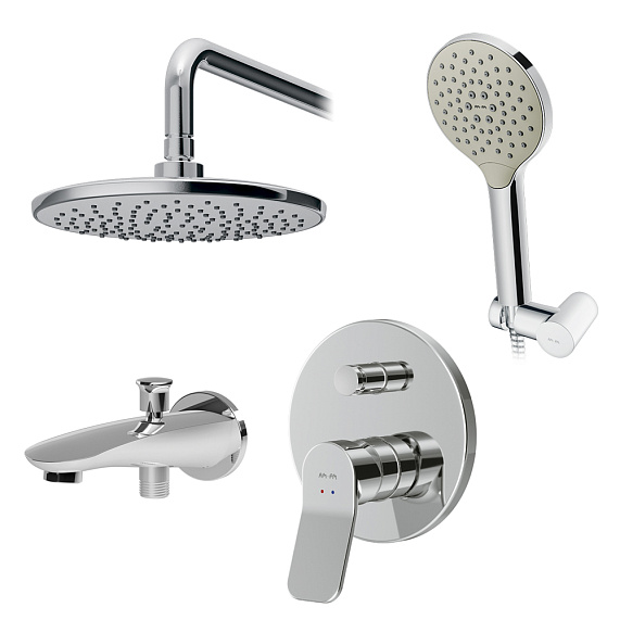 Встраиваемая душевая система AM.PM X-Joy FB85A10020 хром: тропический верхний душ, излив с душевой лейкой-2