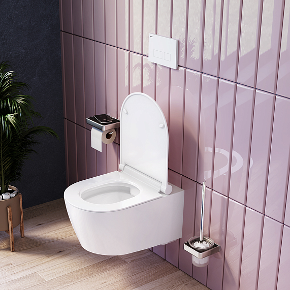 Унитаз подвесной Damixa Jupiter DX77C1700SC безободковый с сиденьем микролифт, белый-2