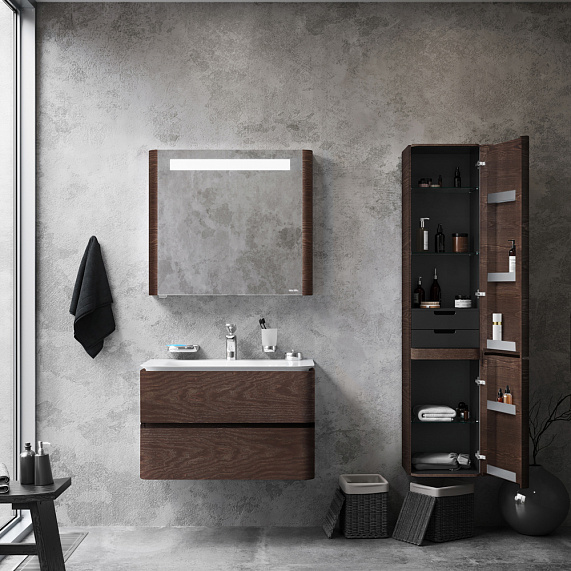 Шкаф-пенал для ванной 40 AM.PM Sensation M30CHR0406TF навесной правый табачный дуб-3