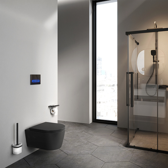 Унитаз подвесной AM.PM Func C8F1700MBSC (глубина 49 см) безободковый с сиденьем микролифт, черный матовый-2