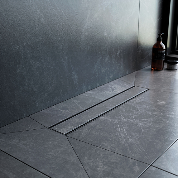 Душевой трап (лоток) 50 AM.PM PrimeFlow W02SC-U11-050-04BM комбинированный затвор с черной матовой решеткой под плитку-6