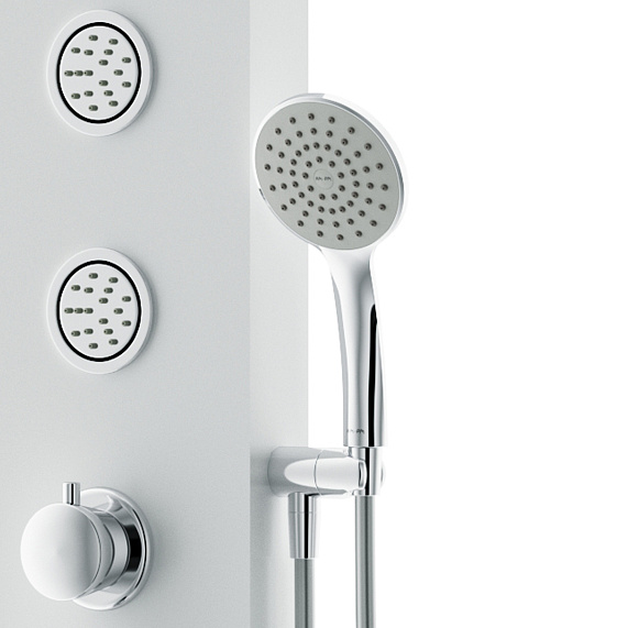 Гидромассажная панель AM.PM Joy W85P-2-136AW стойка с тропическим душем, смесителем, белая матовая-3