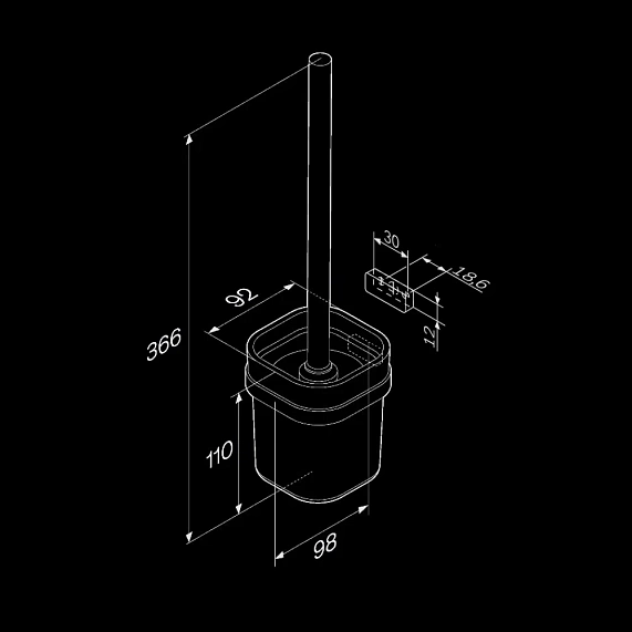 Ершик для унитаза AM.PM Func A8F33300 со стеклянной настенной подставкой, хром-7