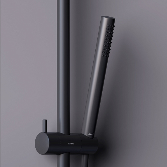 Душевая система Damixa Scandinavian Pure 936710300 стойка с тропическим душем, смесителем, черная матовая-2