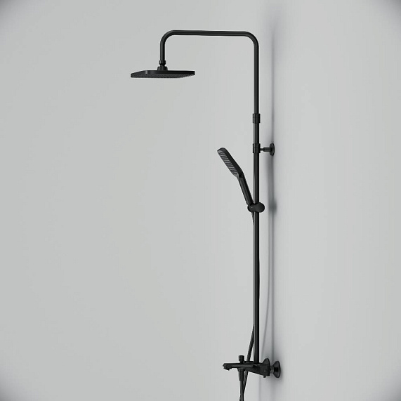 Душевая система AM.PM Func F078F522 стойка с тропическим душем, термостатом, смесителем, изливом, черная-7
