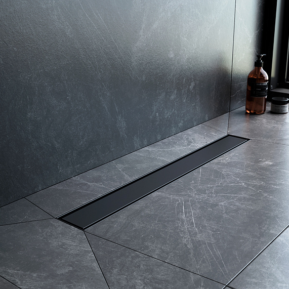 Душевой трап (лоток) 60 AM.PM MasterFlow W01SC-U11-060-04BM комбинированный затвор с черной матовой решеткой под плитку-7