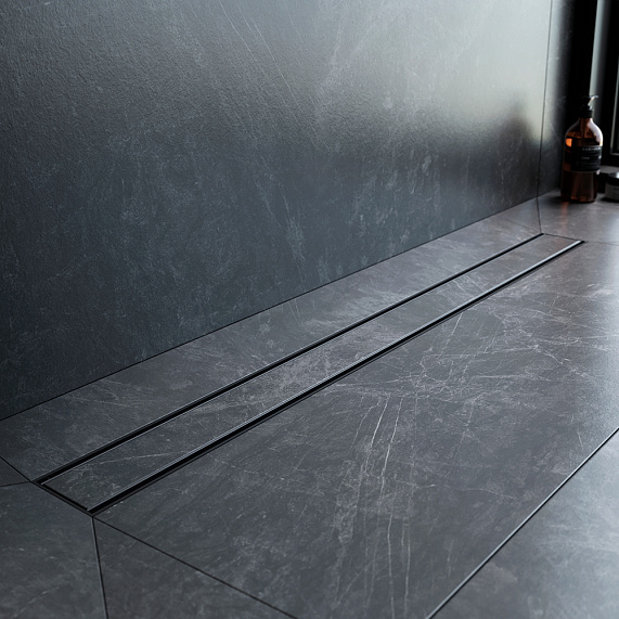 Душевой трап (лоток) 90 AM.PM PrimeFlow W02SC-U11-090-04BM комбинированный затвор с черной матовой решеткой под плитку-6