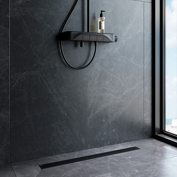 Душевой трап (лоток) 80 AM.PM MasterFlow W01SC-P11-080-01BM комбинированный затвор с черной матовой решеткой-2