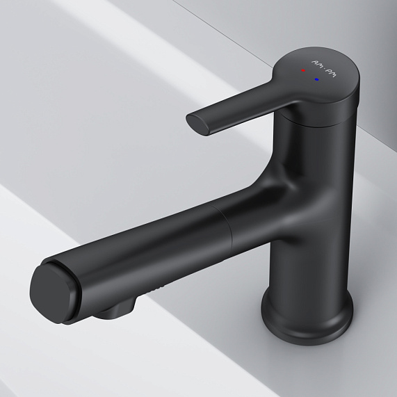 Смеситель для раковины (умывальника) AM.PM X-Joy S F85B02922 с выдвижным изливом, черный-2