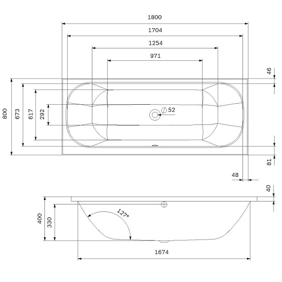 Ванна акриловая 180х80 AM.PM Above W9XA-180-080W-A белая глянцевая-7