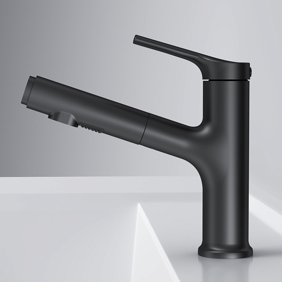 Смеситель для раковины (умывальника) AM.PM X-Joy S F85B02922 с выдвижным изливом, черный-4