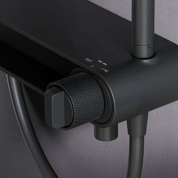 Душевая система AM.PM X-Joy F0785A722 стойка с тропическим душем, смесителем, изливом, черная матовая-3