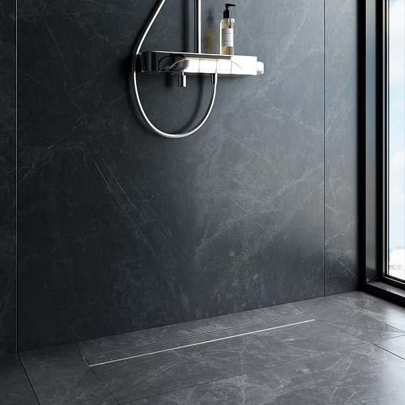 Душевой трап (лоток) 80 AM.PM PrimeFlow W02SC-U11-080-04SB комбинированный затвор со стальной матовой решеткой под плитку-4