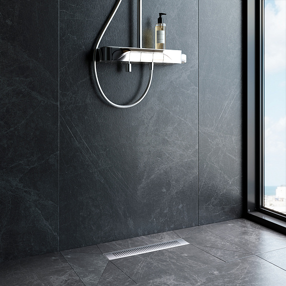 Душевой трап (лоток) 40 AM.PM PrimeFlow W02SC-P11-040-01SB комбинированный затвор со стальной матовой решеткой-2