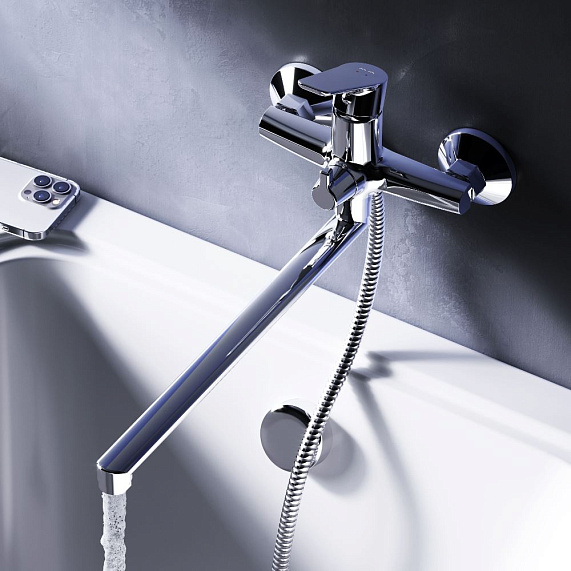 Смеситель для ванны и душа AM.PM Crave F9C90200 длинный излив, хром-1