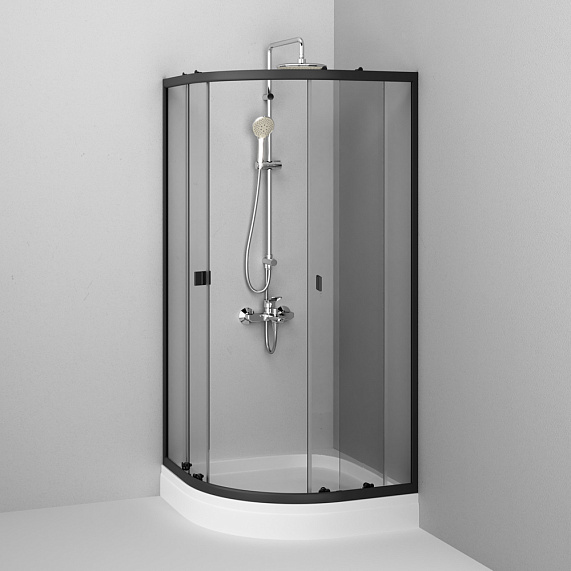 Душевой уголок с поддоном 90x90 AM.PM X-Joy W88E-205-090BT прозрачное стекло, профиль черный матовый