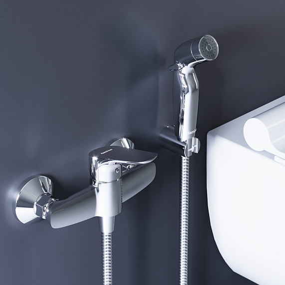 Гигиенический душ со смесителем Damixa Jupiter 778000000 хром встраиваемый, шланг 1200, держатель