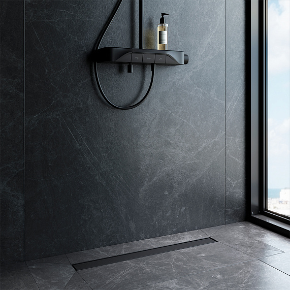 Душевой трап (лоток) 70 AM.PM MasterFlow W01SC-U11-070-04BM комбинированный затвор с черной матовой решеткой под плитку-5