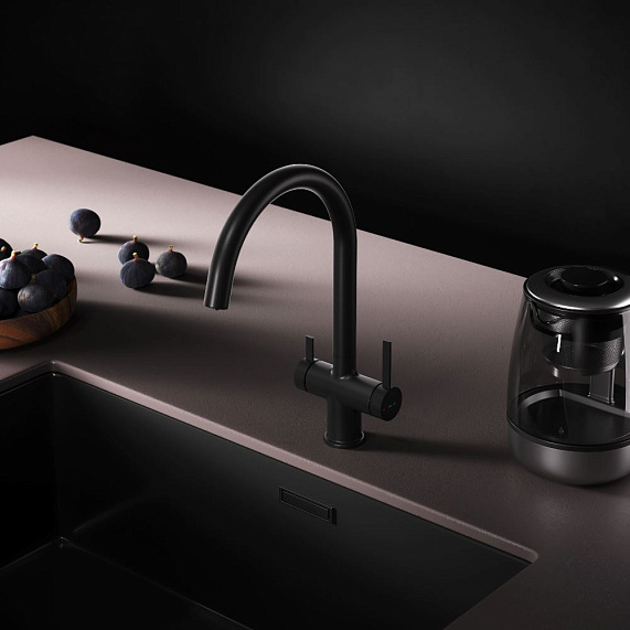 Смеситель для кухни AM.PM Func F8F07722 высокий с C-изливом с каналом для питьевой воды, черный-4