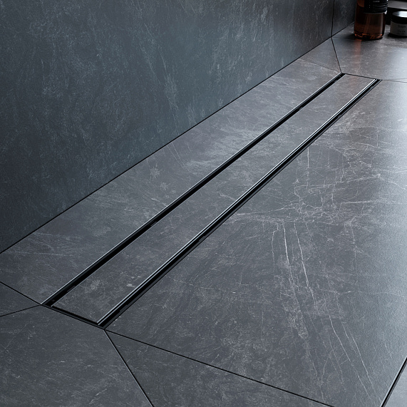 Душевой трап (лоток) 80 AM.PM PrimeFlow W02SC-U11-080-04BM комбинированный затвор с черной матовой решеткой под плитку-8