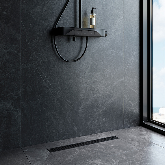 Душевой трап (лоток) 60 AM.PM MasterFlow W01SC-P11-060-01BM комбинированный затвор с черной матовой решеткой-2