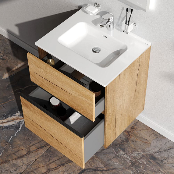 Тумба с раковиной 60 AM.PM Sense M7B-FUX0602OF-WCC0602WG подвесная/напольная на ножках, светлое дерево-2