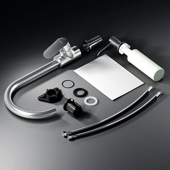 Смеситель для кухни AM.PM Like F8007D11 высокий, сатин + дозатор для моющего средства-7