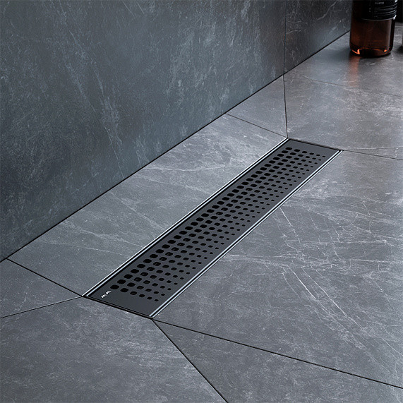 Душевой трап (лоток) 40 AM.PM MasterFlow W01SC-P11-040-01BM комбинированный затвор с черной матовой решеткой-4