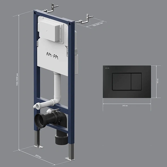 Инсталляция для подвесного унитаза AM.PM PrimeFit I012709.0238 с механ. клавишей S черный матовый-9
