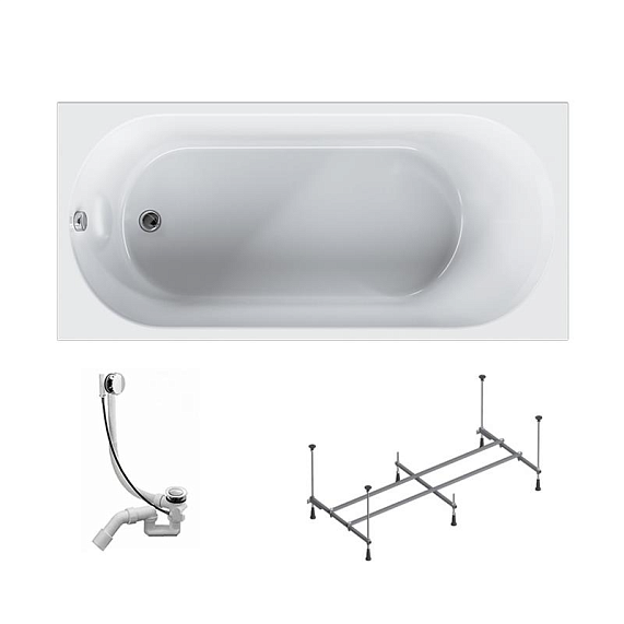 Ванна акриловая 150 AM.PM Moxie W9MA-150-070W-A2ROFL с каркасом и слив-переливом, белая-3