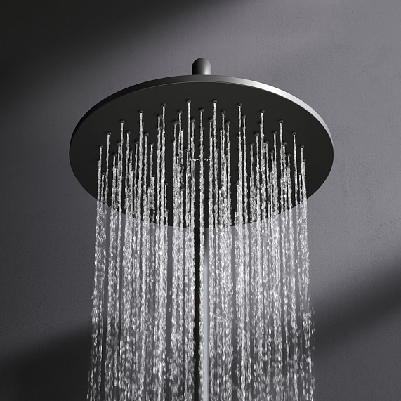 Душевая система AM.PM Inspire 2.0 F0750A522 стойка с тропическим душем, термостатом, смесителем, изливом, черная матовая-4