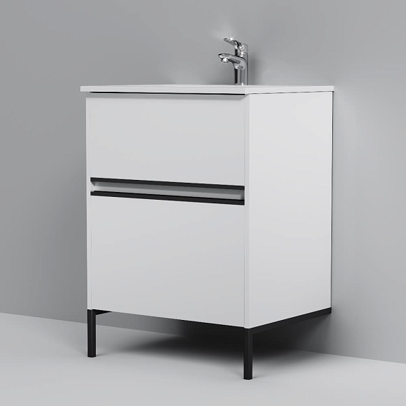 Тумба с раковиной 60 AM.PM Sense M7B-FUX0602WG-WCC0602WG подвесная/напольная на ножках, белый глянец-4