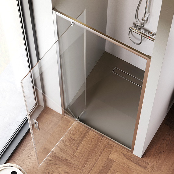 Душевая перегородка с дверью 90x 195 AM.PM Gem W90G-90-1P-MT прозрачное стекло, профиль серебристый-2