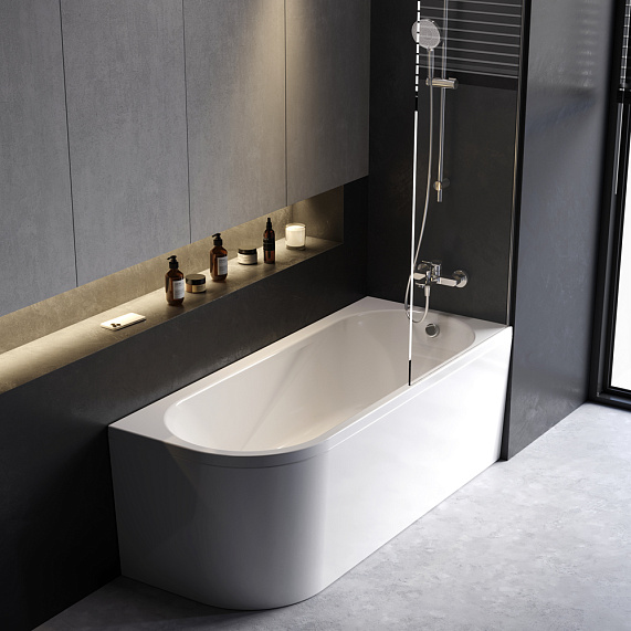 Ванна акриловая 170x70 AM.PM X-Joy W94A-170R70W-ARP ассиметричная с каркасом и панелью, белая глянцевая-5