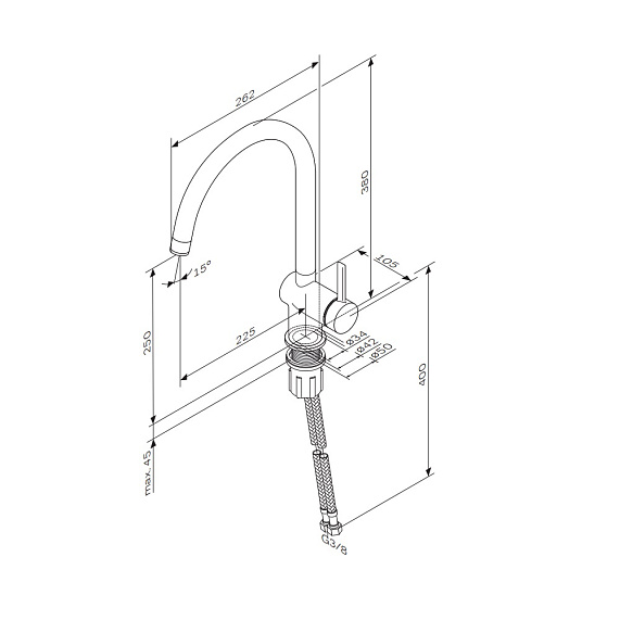 Смеситель для кухни AM.PM Func F8F07000 высокий с С-изливом, хром-11