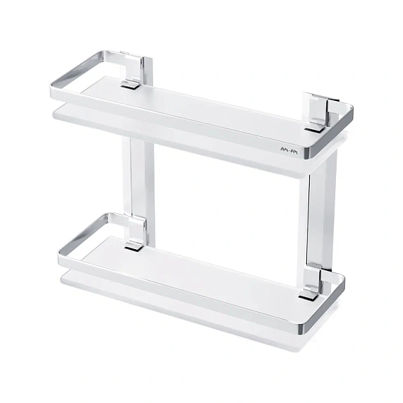Полка в ванную AM.PM Sense L A7455200 двухъярусная, серебристый металл, стекло-6